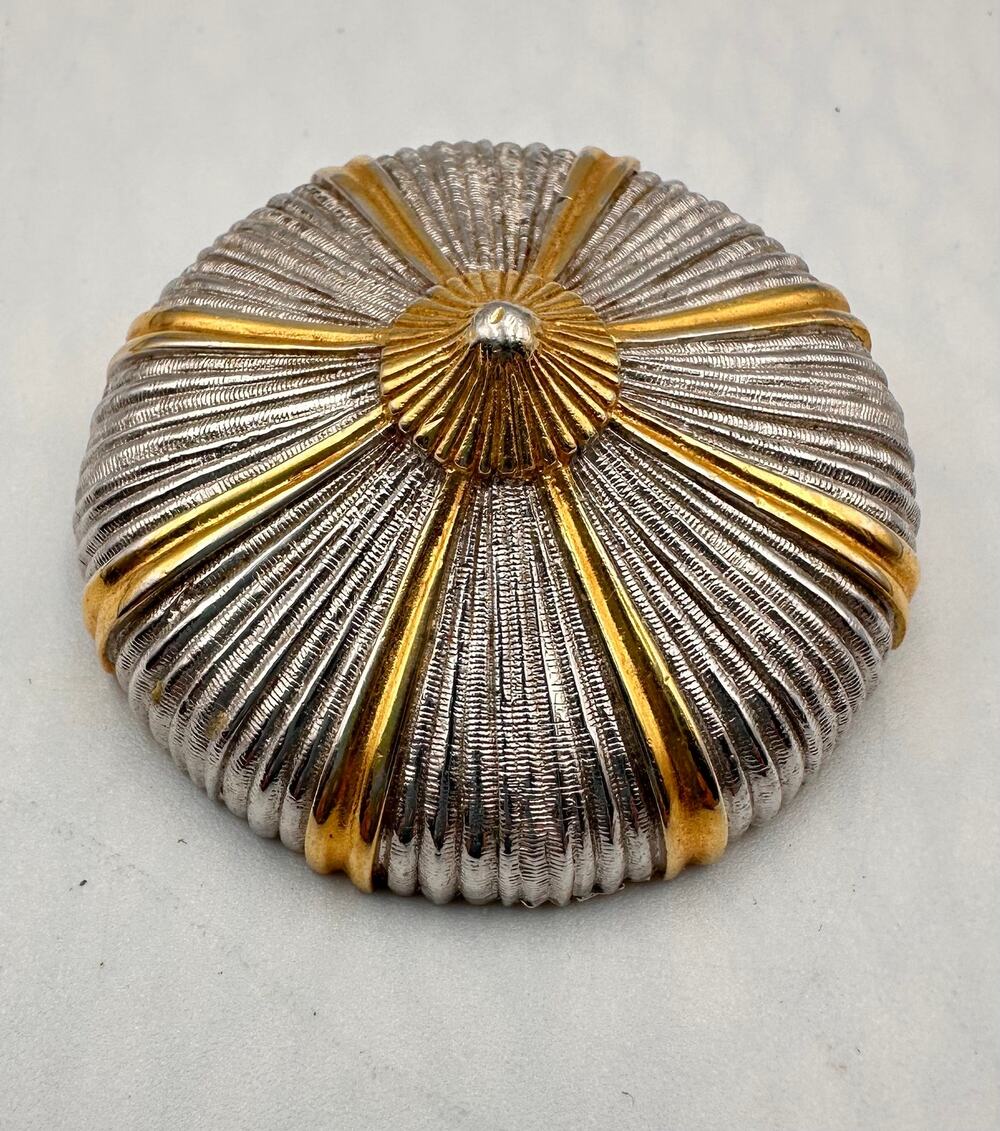 Vintage Park Lane Silvertone & Goldtone Round Dome Brooch Pin
